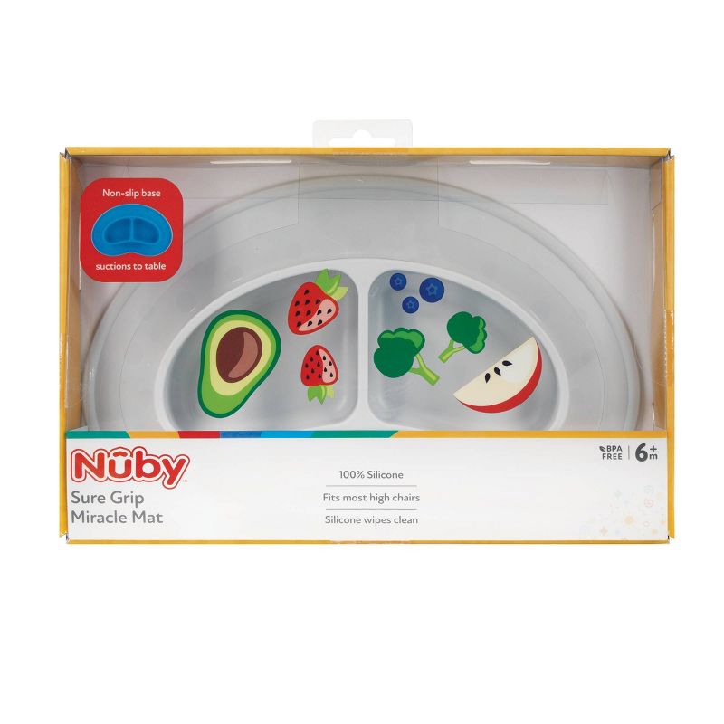 Nuby Sectioned Silicone Feeding Mat - Gray, 1 of 6