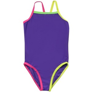 Girls’ One Piece Swimsuit – UPF 50+, Adjustable Straps, Chlorine-Resistant, Full Coverage, Sizes 2T–16 - 1 of 2