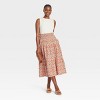 Women's High-Rise Tiered Midi A-Line Skirt - Universal Thread™ Coral Pink Floral - image 3 of 3