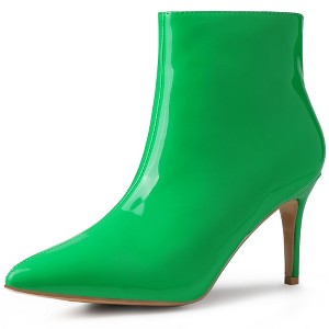 Allegra K Women's Pointed Toe Size Zipper Stiletto High Heel Ankle Boots - 1 of 4