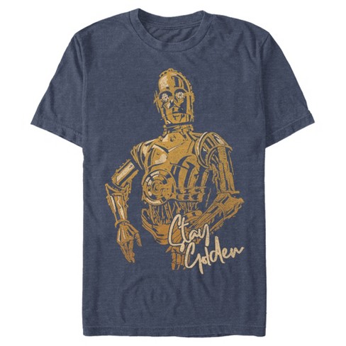 Men's Star Wars: The Rise of Skywalker C-3PO Stay Golden T-Shirt - Navy  Blue Heather - 2X Large