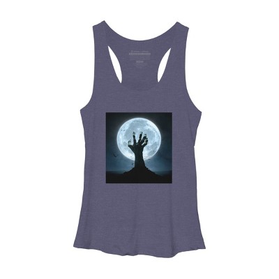 Women's Design By Humans Halloween! Zombie Hand Reaching from Grave T-Shirt By EBCD Racerback Tank Top