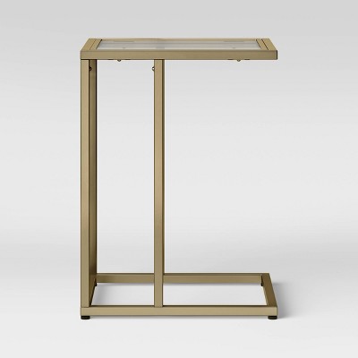 Greenwich Square Glass Top C Table with Brass Base - Threshold™