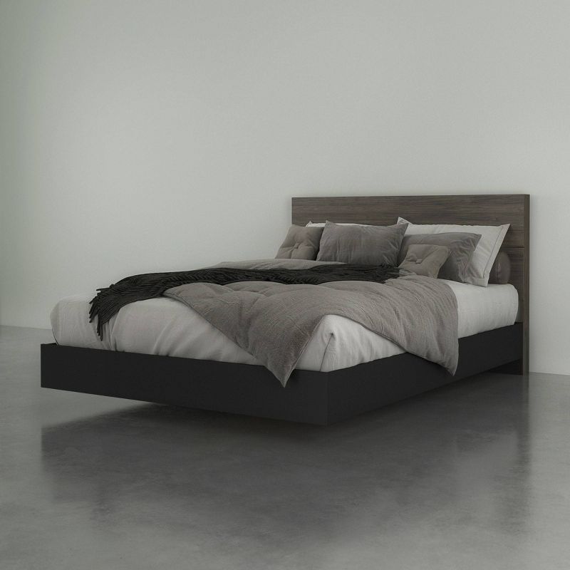 Apollo Bed with Headboard Bark Gray/Black - Nexera, 1 of 7