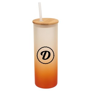 Elanze Designs D Monogram Letter Initial Rope Circle Wrap-Around Design 25 Ounce Frosted Gradient Glass On-The-Go Coffee Travel Skinny Tumbler Mug - 1 of 1