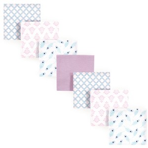 Hudson Baby Infant Girl Cotton Flannel Receiving Blankets Bundle, Peacock Feather, One Size - 1 of 2