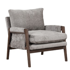 Velvet Mid-Century Modern Leisure Armchair with Padded Seat and Solid Rubber Wood Legs for Living Room and Bedroom - 1 of 4