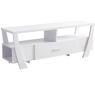 HomeRoots 60" White Wood Enclosed and Open Storage TV Stand