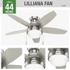Hunter 44" Lilliana Lighted Ceiling Fan Brushed Nickel Finish - Modern Design with Integrated LED and Pull Chain Control - 2 of 2