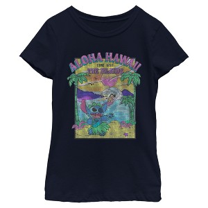 Girl's Lilo & Stitch Aloha Hawaii Come Visit the Islands T-Shirt - 1 of 4