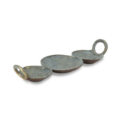 Cheung's Arlo Cast Iron Brushed Gold-Blue Catchall Dish