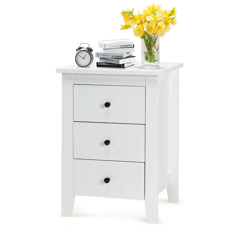 Nightstand End Beside Table Drawers Modern Storage Bedroom Furniture White, 1 of 11