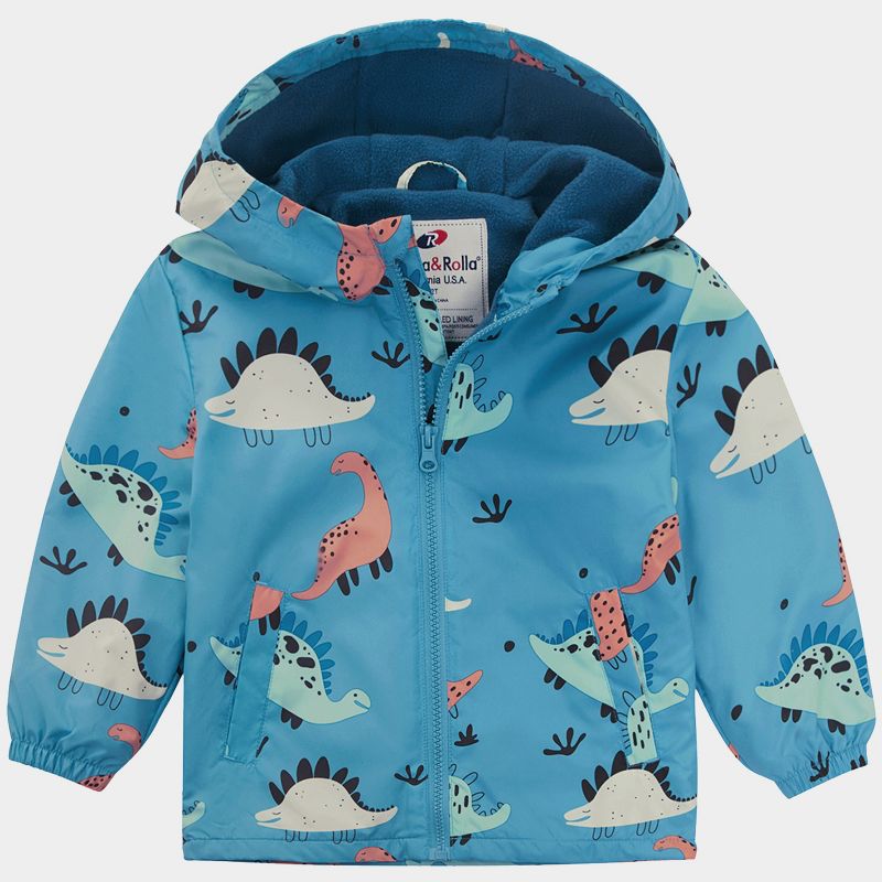 Rokka&Rolla Toddler Boys' Fleece Lined Full Zip Windbreaker Rain Jacket-Blue, size 2T
