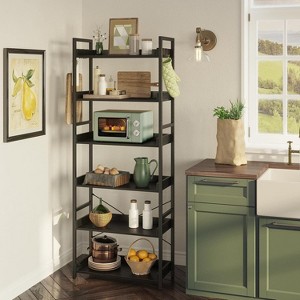 Greenstell Modern Style Bookshelf, 4/5/6 Shelf Bookcase, High Bookshelf Corner Storage Organizer for Home Office Bedroom Kitchen Living Room - 1 of 4