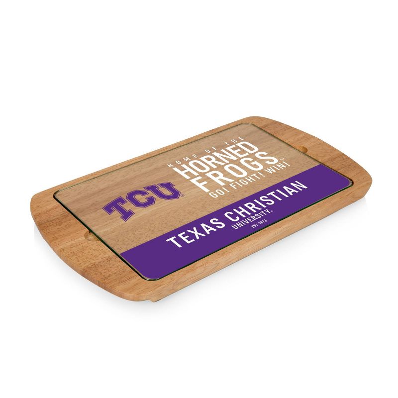 NCAA TCU Horned Frogs Parawood Billboard Glass Top Serving Tray, 1 of 5