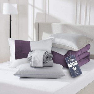 Nestl 9 Piece Reversible Comforter Set, Bed in a Bag, All in one Bed Set with Down Alternative Pillows - 1 of 4