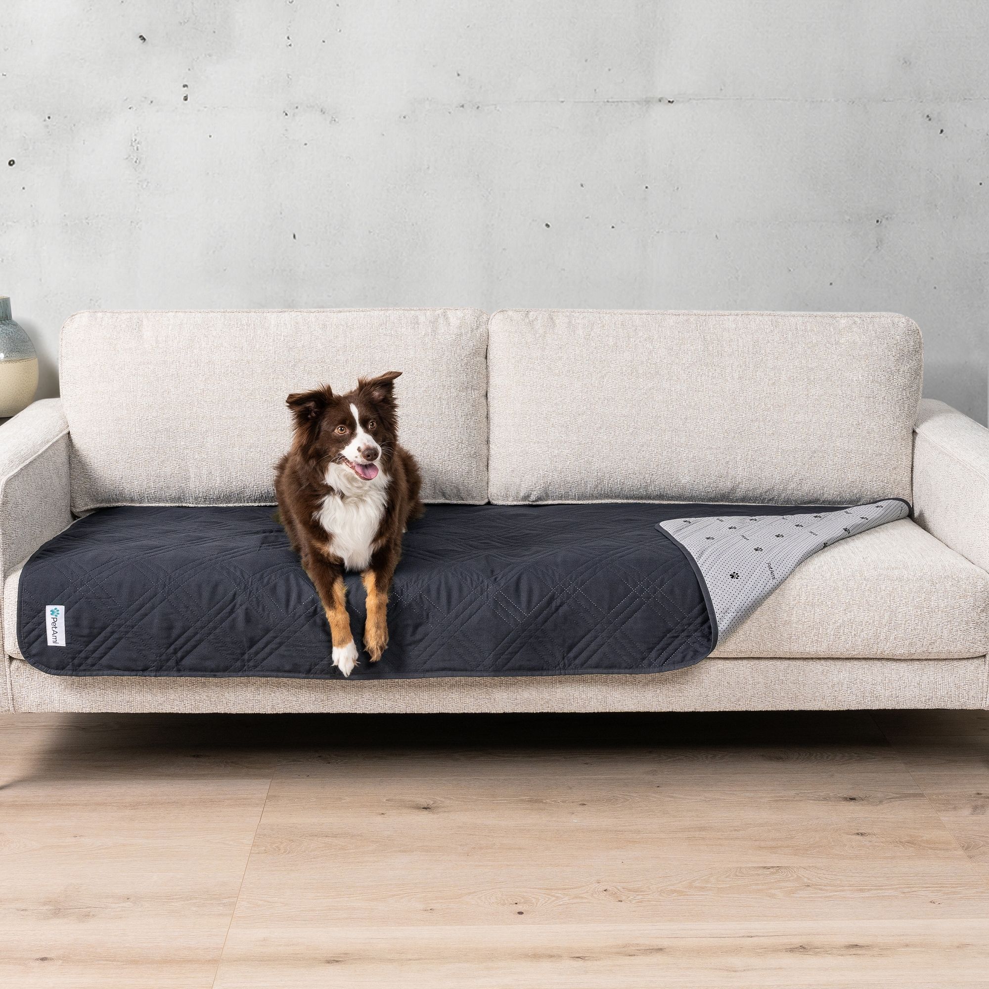 PetAmi Waterproof Dog Bed Couch Cover, Pet Cats Sofa Furniture Protector, Anti-Slip Soft Washable Blanket (Gray, Small 30 x 70 Inches)