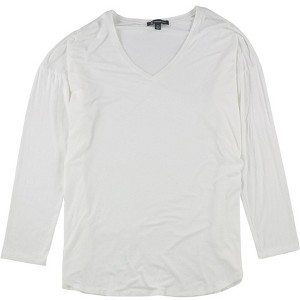 I.N.C International Concepts Womens Curved Hem V-Neck Basic T-Shirt, White, Medium - 1 of 1