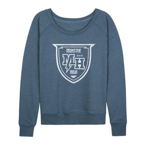 Women's - Monster High - Monster High Crest Lightweight French Terry Wide Neck Long Sleeve Shirt - 1 of 4