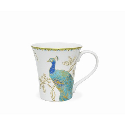 Peacock Garden White Porcelain 16-Piece Dinnerware Set with Gold Accents