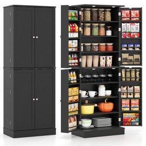 Costway 65-inch Kitchen Pantry Cabinet w/ 16 Door Shelves & 6 Adjustable Shelves - 1 of 4