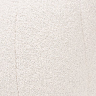 Ivory Boucle Upholstered Round Ottoman with Gold Metal Base