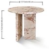 Lyngins Genuine Marble Round End Table, Natural Marble Small Coffee Table, Stone Side Table for Living Room, Nightstand with Semi-Polished Surface - 2 of 4
