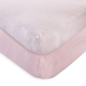 Touched by Nature Baby and Toddler Girl Organic Cotton Crib Sheet, Barely Pink, One Size - 1 of 2