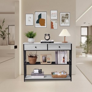 Whizmax Console Table with Drawer and Storage Shelves, 3-Tier Entryway Table with Storage for Hallway (Gray) - 1 of 4
