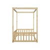 Sapphtopaz Bed Frame Kids Montessori Bed Frame with Canopy Frame, Floor Bed with Fence, Bedroom Furniture - 2 of 4