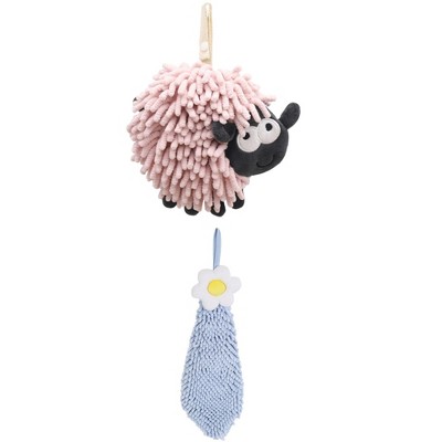 REGALWOVEN Flower and Sheep Shape Absorbent Fast Drying Chenille Hand Towels with Hanging Loop 6" x 15"/7" x 7" 2 Packs