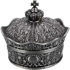 Vintage Jewelry Box, Antique Crown Design Trinket Treasure Chest Storage Organizere - 1 of 4
