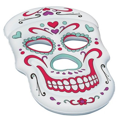 Swimline Giant Inflatable 62 Inch Long 40 Inch Wide Sugar Skull Swimming Pool or Lake Floating Island Water Raft 1 Person Lounger, Multicolor