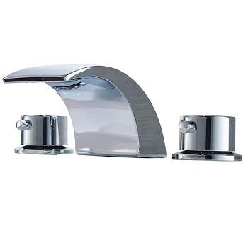 BWE 8 in. Widespread 2-Handle Bathroom Faucet With Led Light in Polished Chrome