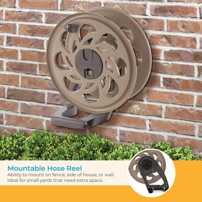 Suncast 125' Wall-Mounted Brown Resin Garden Hose Reel