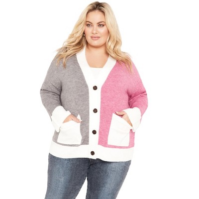 Avenue Women's Plus Size Zola Colour Block Cardigan