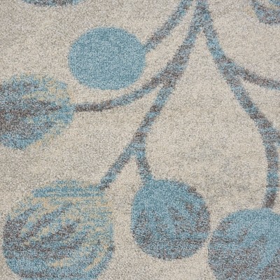 Elysian Fields Ivory & Turquoise Floral Synthetic Area Rug, 8'10" x 11'10"