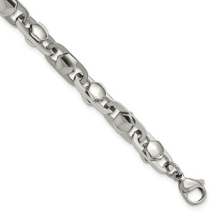 Black Bow Jewelry Men's 6.5mm Stainless Steel Fancy Cable Chain Bracelet, 8.25 Inch - 1 of 4