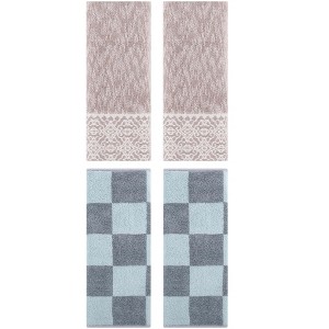 REGALWOVEN 4 Pcs Bathroom Checkered Cotton Face Decorative Hand Towel Set - 1 of 4