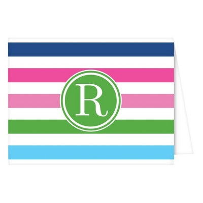 10ct Folded Notes - Preppy Stripe Monogram - R