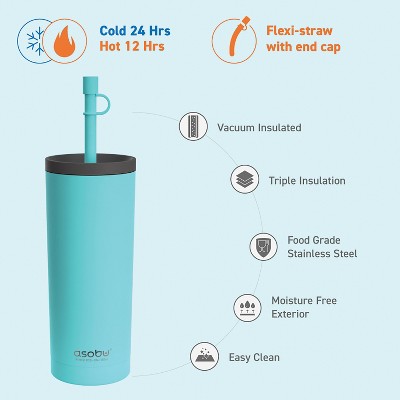 Turquoise 20-Oz Stainless Steel Insulated Travel Tumbler with Silicone Straw