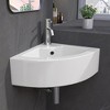 13 x 13 x 5 in. Corner Ceramic Wall-Mount Bathroom Sink in White Vessel Wall-Hung with Overflow - 4 of 4