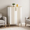 Resenkos 6-Tier Wooden Shoe Cabinet, Space-Saving Organizer with Sliding Doors, Perfect for Home & Office, Gold & White - 4 of 4