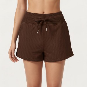 Anna-Kaci Active Women's High Waist Drawstring Athletic Shorts with Soft Stretch Fabric and Side Pockets - 1 of 4