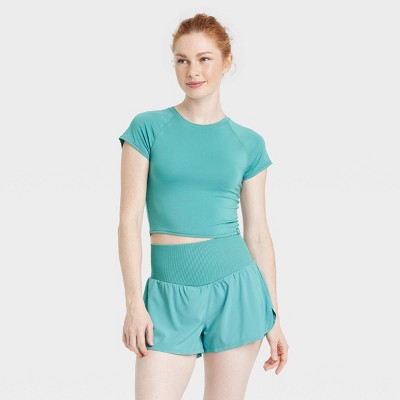 Women's Knit Cropped Short Sleeve Top - JoyLab™