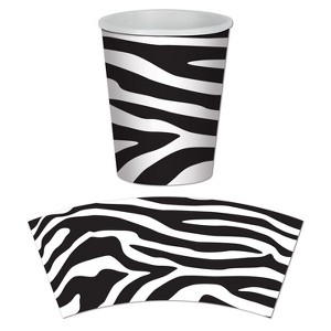 Beistle Zebra Print Beverage Cups, 9 Oz, 3 packs of 8 cups (24/Pkg) Multicolored - 1 of 1