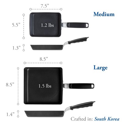 Medium Black Nonstick Aluminum Japanese Omelette Pan