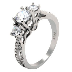 Heidi Engagement Ring Sterling Silver 3 Stone Cz Womens Ginger Lyne Collection - 1 of 4