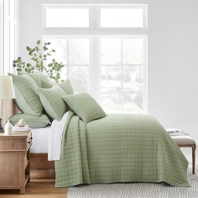 Desert Sage Cotton Waffle Twin Bedspread Set