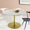 40'' Harris Round Artificial Marble Top Pedestal Modern Dining Table Gold Base- Maison Boucle - 4 of 4